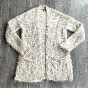 EXPRESS Cream Fuzzy Cardigan Sweater